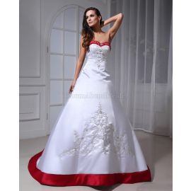 vestido de novia formal de lujo de cintura natural de una línea