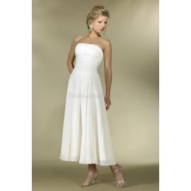 Vestido de novia sencillo sin mangas de tubo hecho de gasa