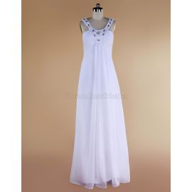 Elegante vestido de novia plisado sin mangas con cola de barrido