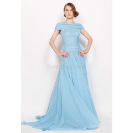 Vestido de madre de la novia de lujo con cintura baja y fruncido de una línea