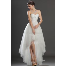 vestido de novia romántico sin mangas con borde con abertura frontal