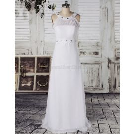 Vestido de novia de lujo de cintura media con perlas