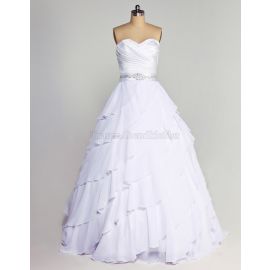 Vestido de novia romántico sin mangas de princesa con volante a capas