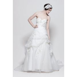 Vestido de novia de lujo clásico sin mangas con flor