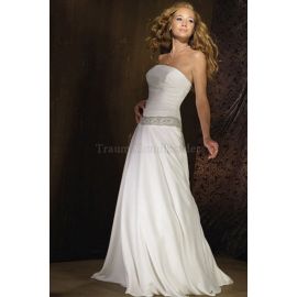 vestido de novia casual elegante bordado de una línea