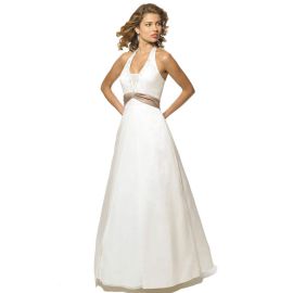 Elegantes vestidos de novia largos halter sencillos sin cola.