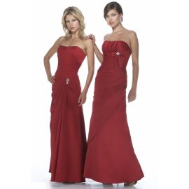 Glamour Slim Strapless Ruffles Vestidos de dama de honor Rojo