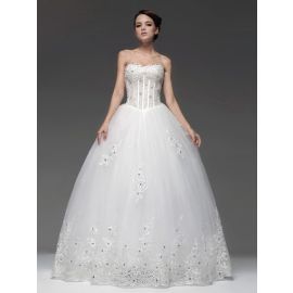 Glamurosos vestidos de novia bordados en tul duquesa con escote corazón