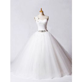 Vestidos de novia glamorosos de un hombro Duquesa de tul blanco