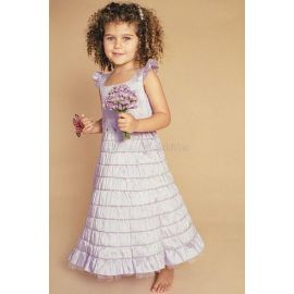 Vestido de niña de las flores elegante de tafetán de una línea con apliques