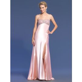 Sexy vestidos de fiesta sin espalda A-line rosa con tren