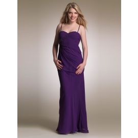 Elegantes vestidos de noche gasa A-line largo lila con tirantes