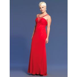 Vestidos de fiesta glamorosos Rojo A-Line Gasa larga con correas