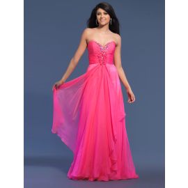 Elegantes vestidos largos de graduación A-line gasa rosa