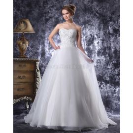 Vestido de novia romántico de organza de cristal con cenefa