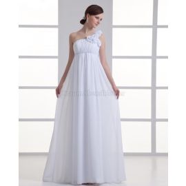 vestido de novia de lujo sin mangas de un hombro con cremallera