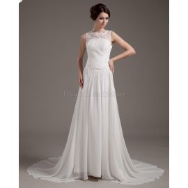 Precioso vestido de novia de gasa sin mangas