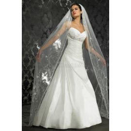 Vestido de novia sexy clásico con velo con corpiño plisado