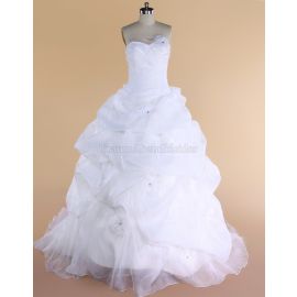 Vestido de novia princesa de organza con cristales con cenefa