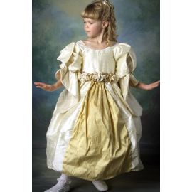 Vestido de niña de las flores de tafetán con escote joya fruncido hasta los tobillos