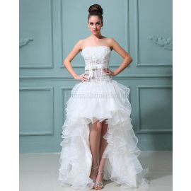 vestido de novia romántico sin mangas con borde con nudos de mariposa