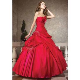 Extravagantes vestidos de confirmación de salón largos de tafetán con cordones rojos