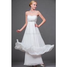 Vestido de novia de gasa sin tirantes con tul