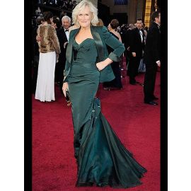 Sirena glamorosa Vestidos de celebridades verde oscuro con bolero