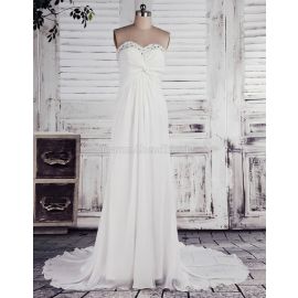 Espléndido vestido de novia de cola corte con cuentas y lentejuelas