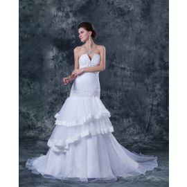 Vestido de novia romántico sin mangas con escote sirena