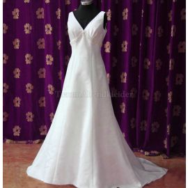 Vestido de novia formal sin mangas con pedrería estilo imperio