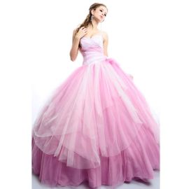 Románticos vestidos de novia princesa tul rosa con escote corazón