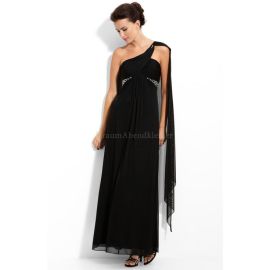 Atractivo vestido de noche moderno con pedrería y corpiño plisado