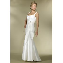 Vestido de novia transparente de tafetán sirena con escote cuadrado