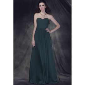 Elegantes vestidos de dama de honor verde oscuro A-line gasa
