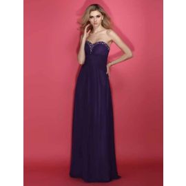 Elegantes vestidos de noche una línea gasa púrpura largo