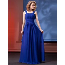 Elegantes vestidos de noche fruncidos para tallas grandes azules con tirantes.