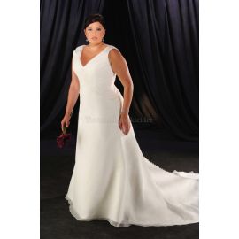 Un vestido de novia sexy de talla grande de gasa de línea