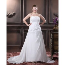 Vestido de novia largo hasta el suelo de raso elástico sin tirantes sin mangas