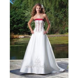 Vestidos de novia glamurosos blanco rojo corte A con cola