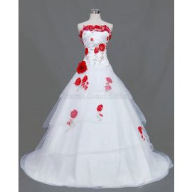 Vestido de novia elegante de tren capilla de talle bajo de encaje