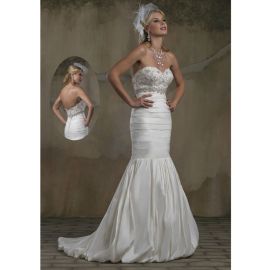 Elegante sirena largo imperio vestidos de novia boda en la iglesia