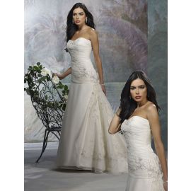Lujo A-Line Organza Lace Up Vestidos de novia Iglesia Boda