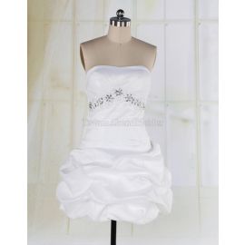 vestido de novia corto moderno recogido sin mangas