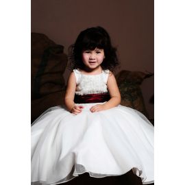 Clásico elegante vestido de niña de flores sin mangas con escote joya