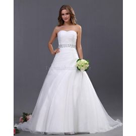 vestido de bola cristal organza formal romántico vestido de novia